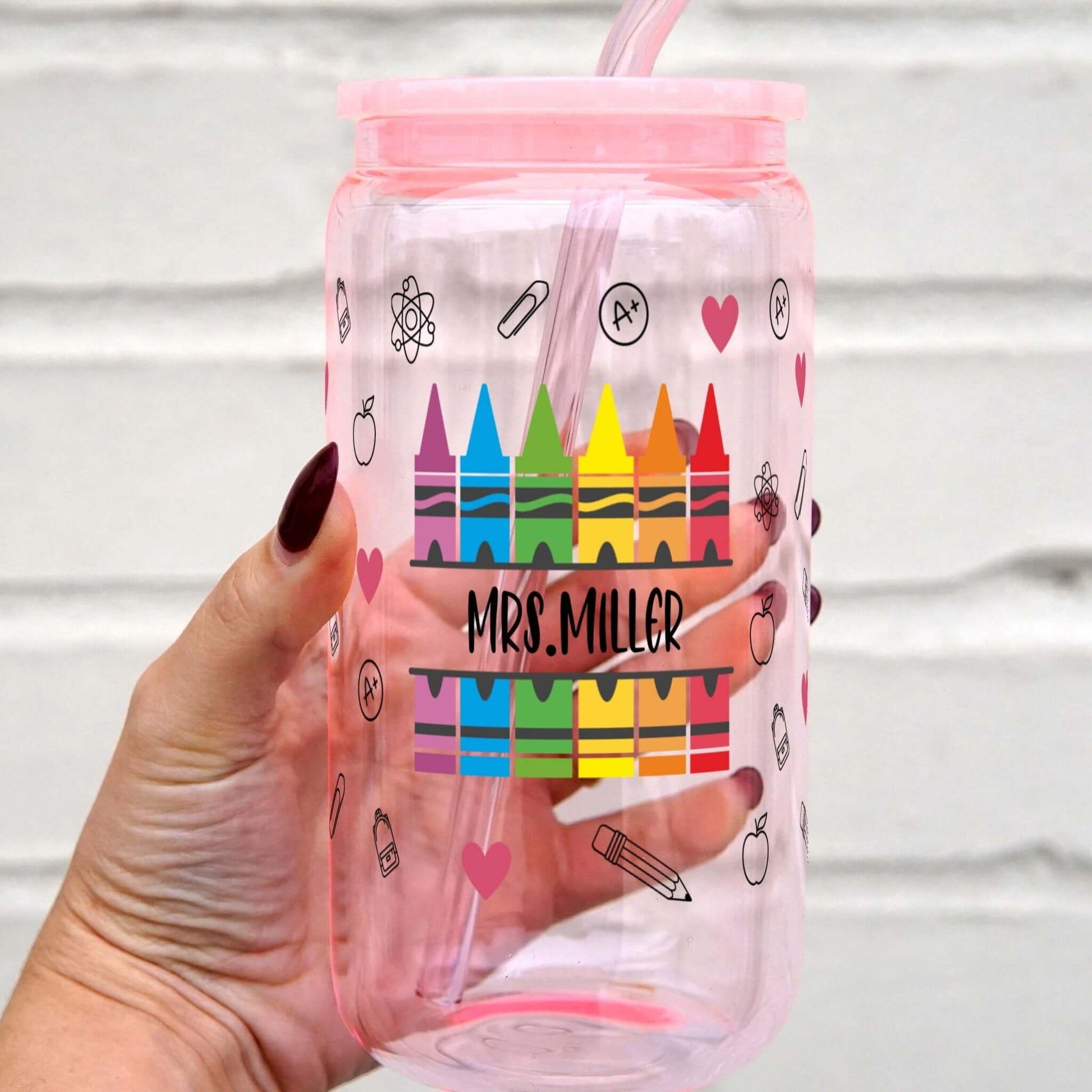 Personalized Teacher Cup with Lid and Straw from Sip Sip Hooray – Tumblers
