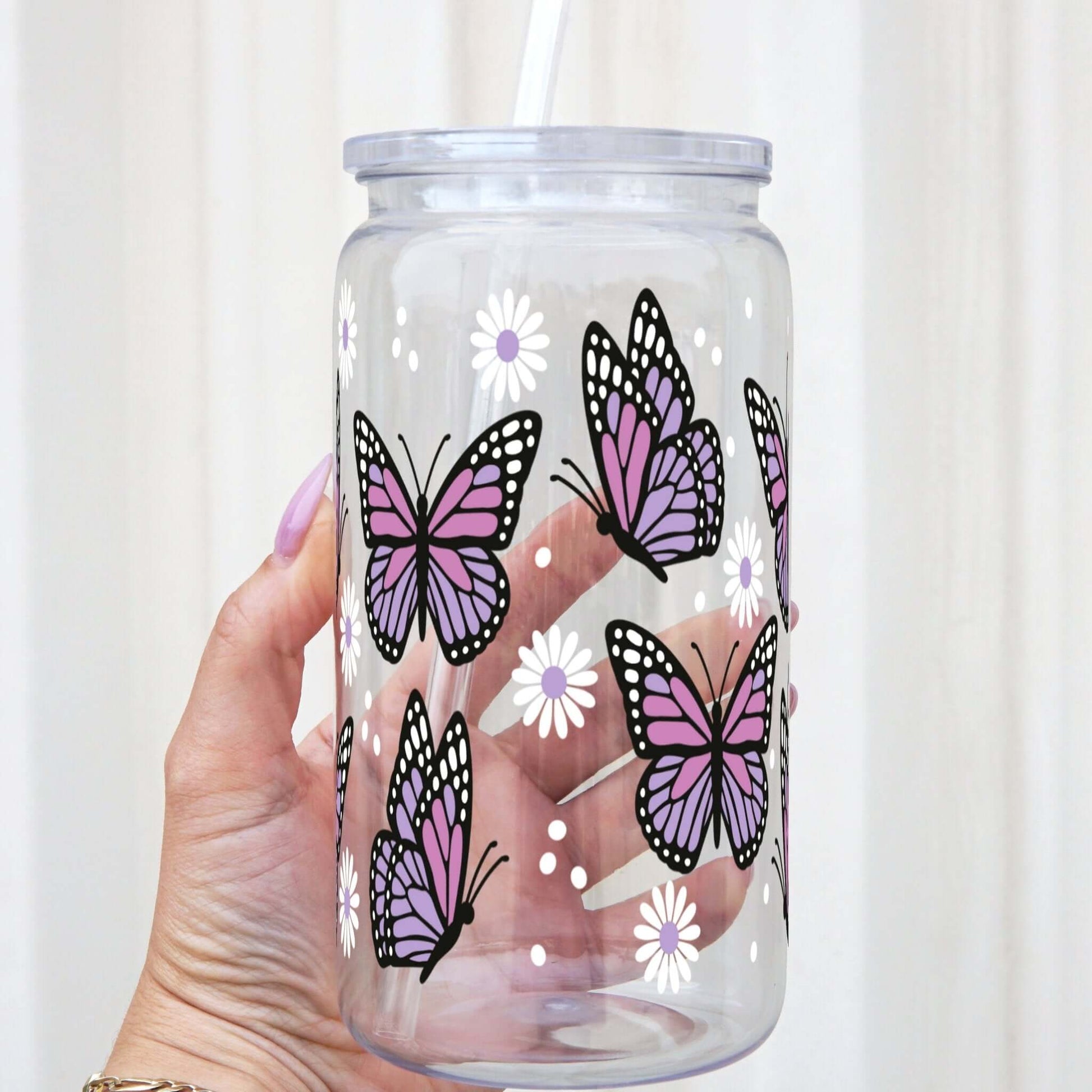 Purple Monarch Butterfly Cup with Lid and Straw from Sip Sip Hooray – Tumblers