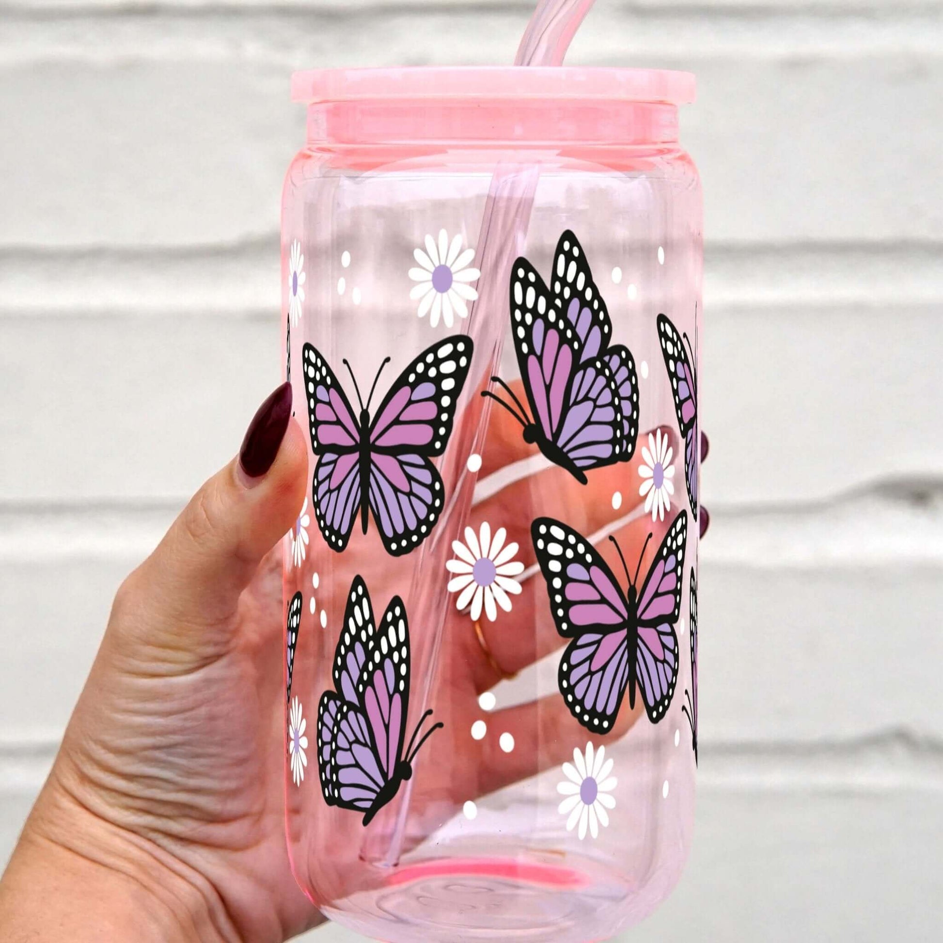 Purple Monarch Butterfly Cup with Lid and Straw from Sip Sip Hooray – Tumblers