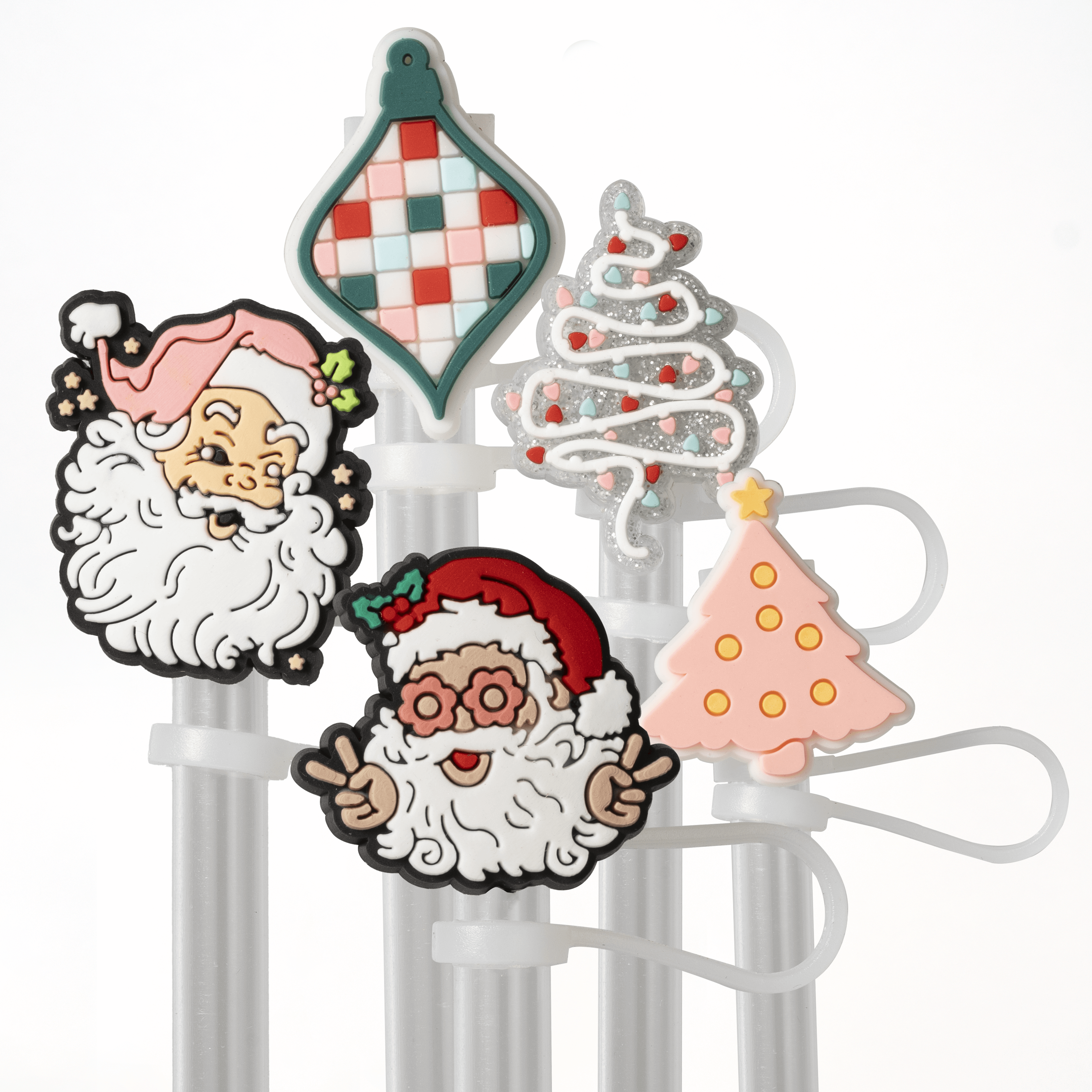 Retro Christmas Straw Toppers