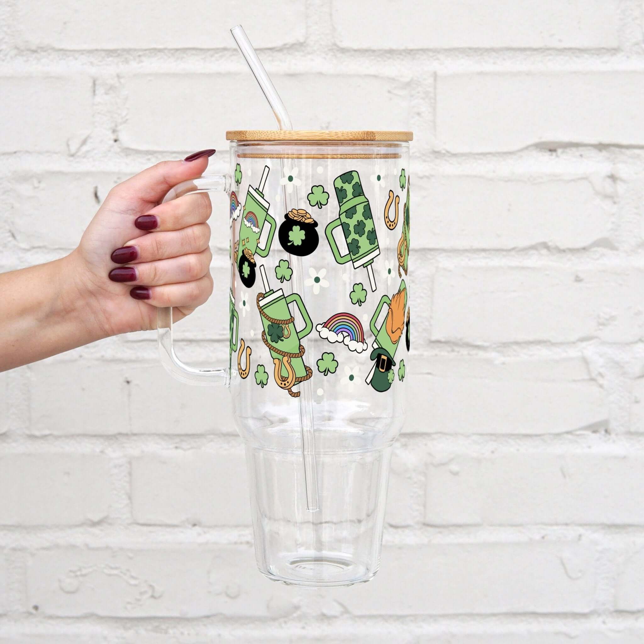 St Patrick's Inspired Tumbler With Lid and Straw