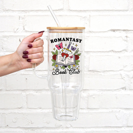 Romantasy Book Club 40oz Glass Tumbler With Lid and Straw