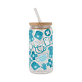 Blue Medical Glass Cup, Mug & Tumbler with Lid and Straw