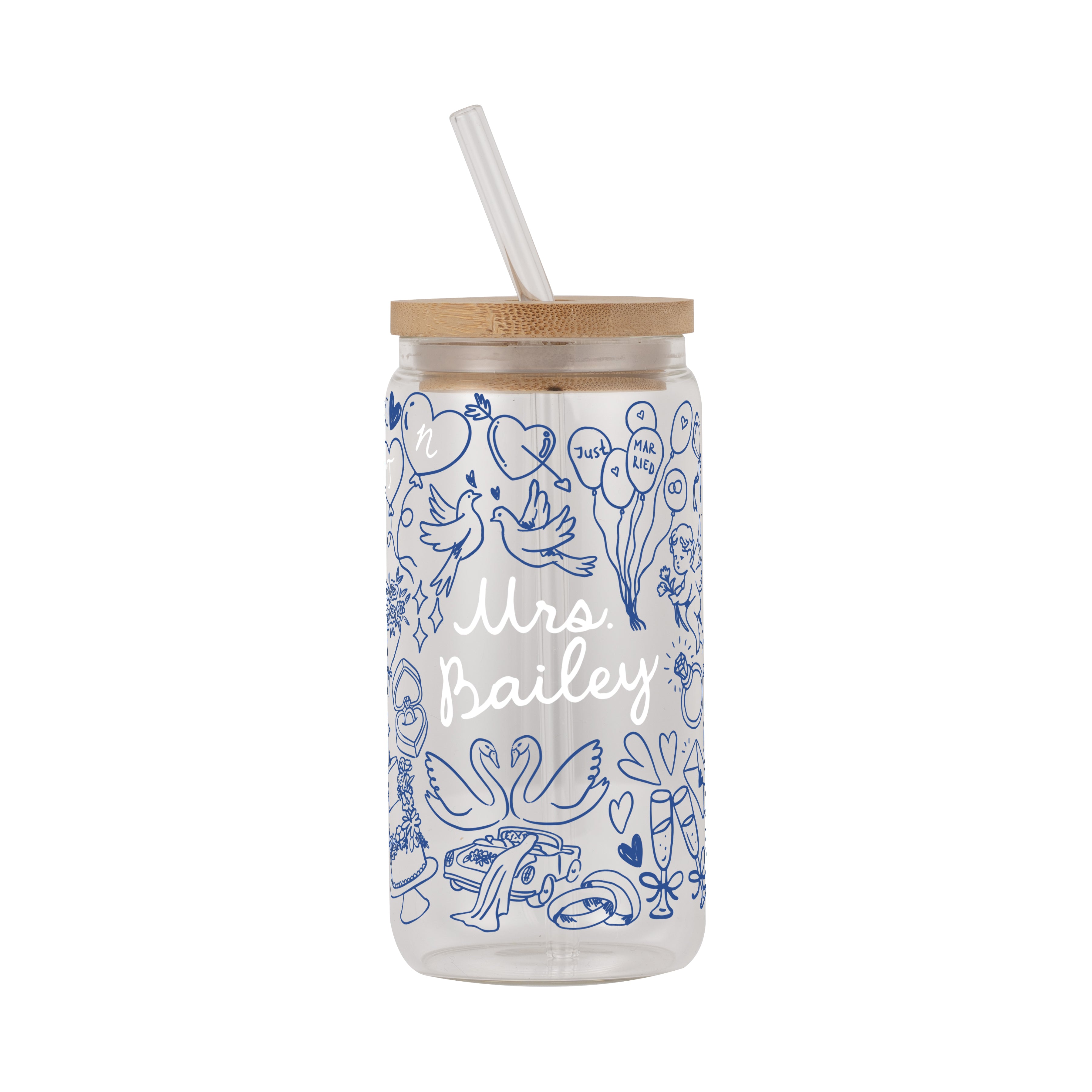 Something Blue Bridal Personalized & Non Personalized Cup With Lid & Straw