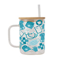 Blue Medical Glass Cup, Mug & Tumbler with Lid and Straw