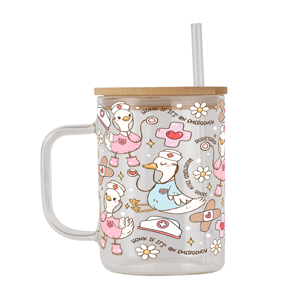 Registered Silly Goose Glass Cup, Mug & Tumbler with Lid and Straw