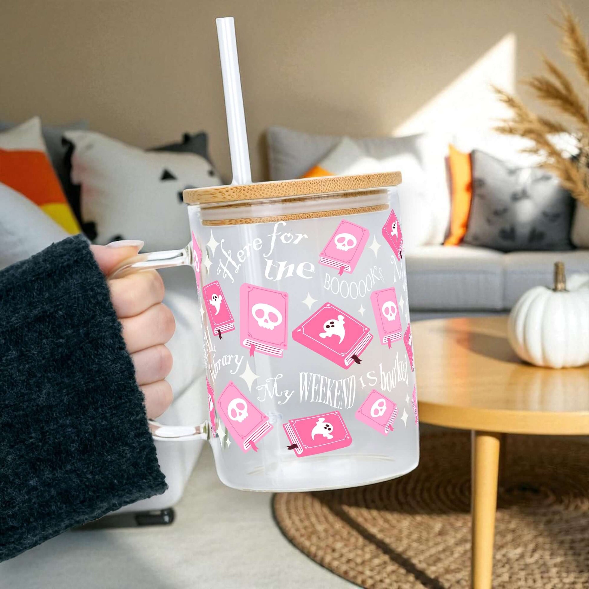 Boo-Kish Halloween 17oz Glass Mug With Lid and Straw from Sip Sip Hooray – Mugs