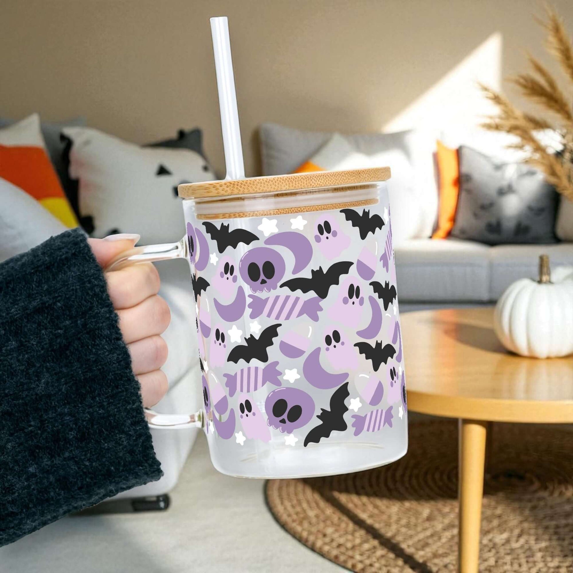 Sweet & Spooky 17oz Glass Mug With Lid and Straw from Sip Sip Hooray – Mugs