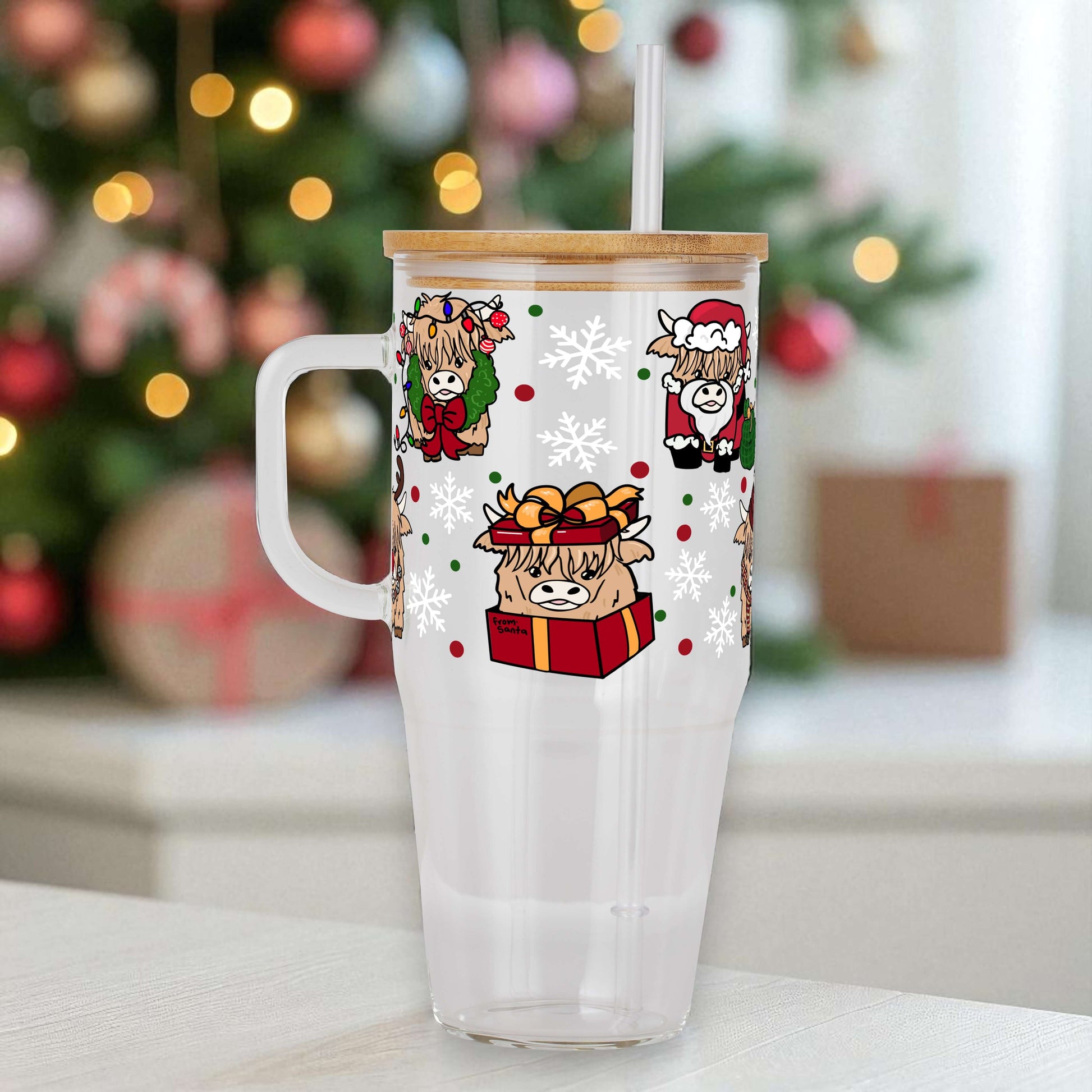 Highland Holiday Christmas 40oz Tumbler Handle Lid & Straw | Sip Sip Hooray