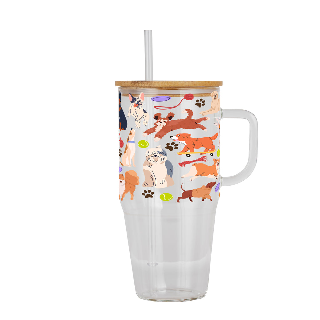 Dog Park Glass Cup, Mug & Tumbler with Lid and Straw
