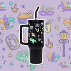 Watercolor Mardi Gras Glass Cup, Mug & Tumbler with Lid and Straw