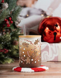 Gingerbread Candy limited edition frosted glass mug with red peppermint mug rug and candy cane straw