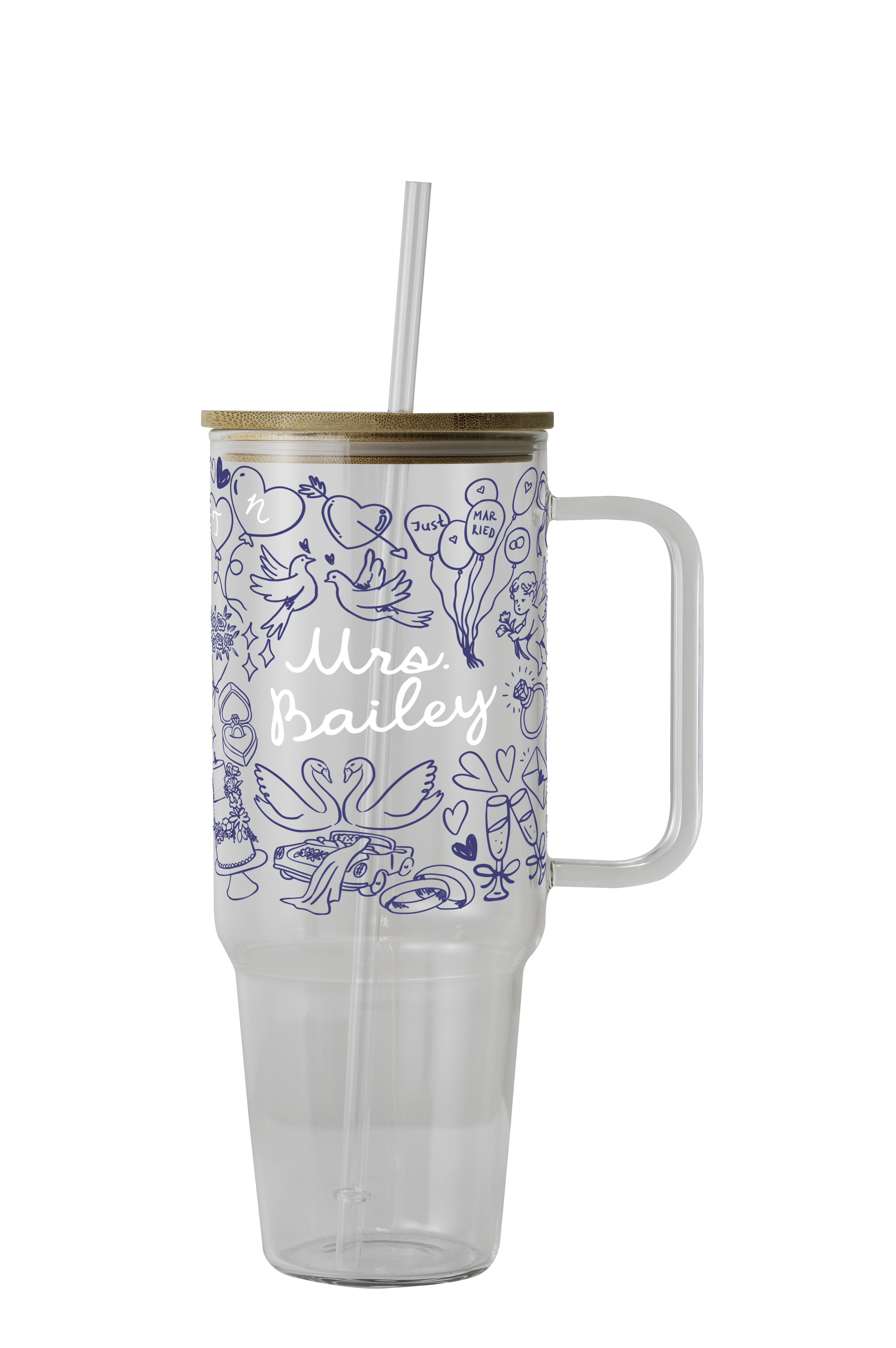 Something Blue Bridal Personalized & Non Personalized Tumbler With Lid & Straw