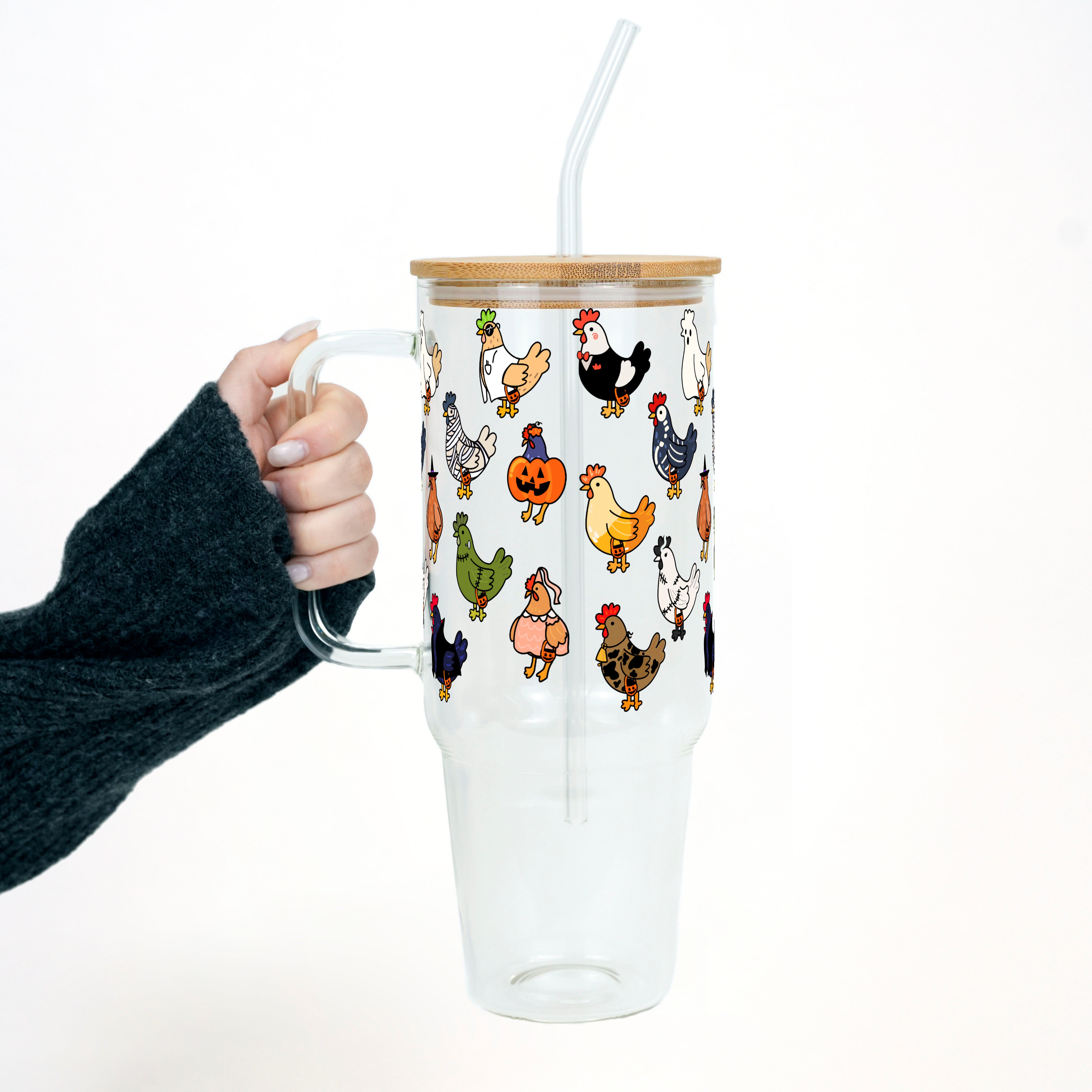 Spooky Chickens Tumbler with Lid and Straw