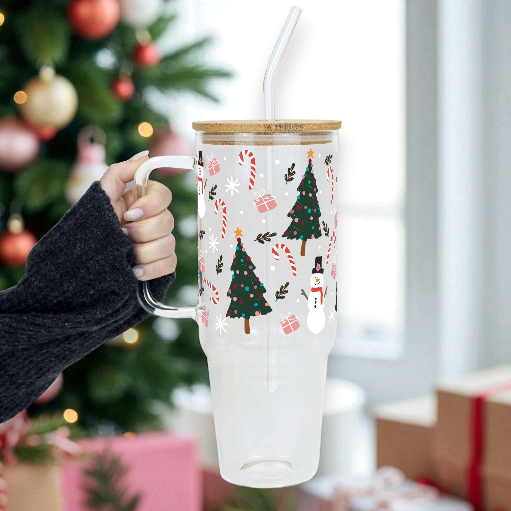 Jolly Little Christmas 40oz Tumbler with Handle Lid & Straw | Sip Sip Hooray