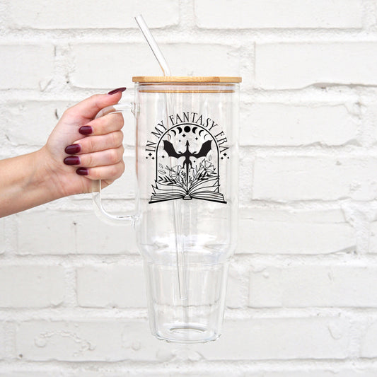 In My Fantasy Era 40oz Glass Tumbler with Lid and Straw