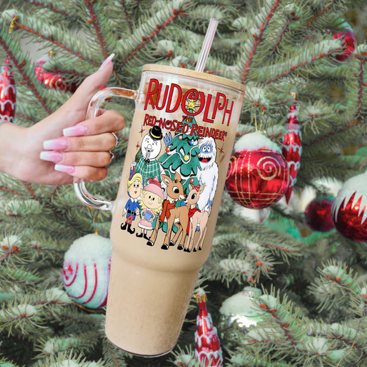 Christmas Deer Characters 40oz Tumbler With Lid and Straw