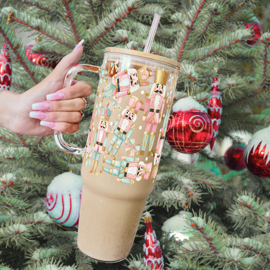 Pink Christmas Nutcracker 40oz Tumbler With Lid and Straw