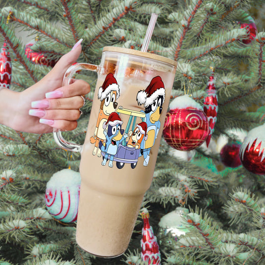 Blue Character Christmas Theme 40oz Tumbler With Lid and Straw