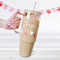 Personalized Hearts Glass or Plastic Tumbler with Lid and Straw