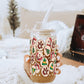 Christmas Cookies 16oz Glass Can Cup With Lid and Straw