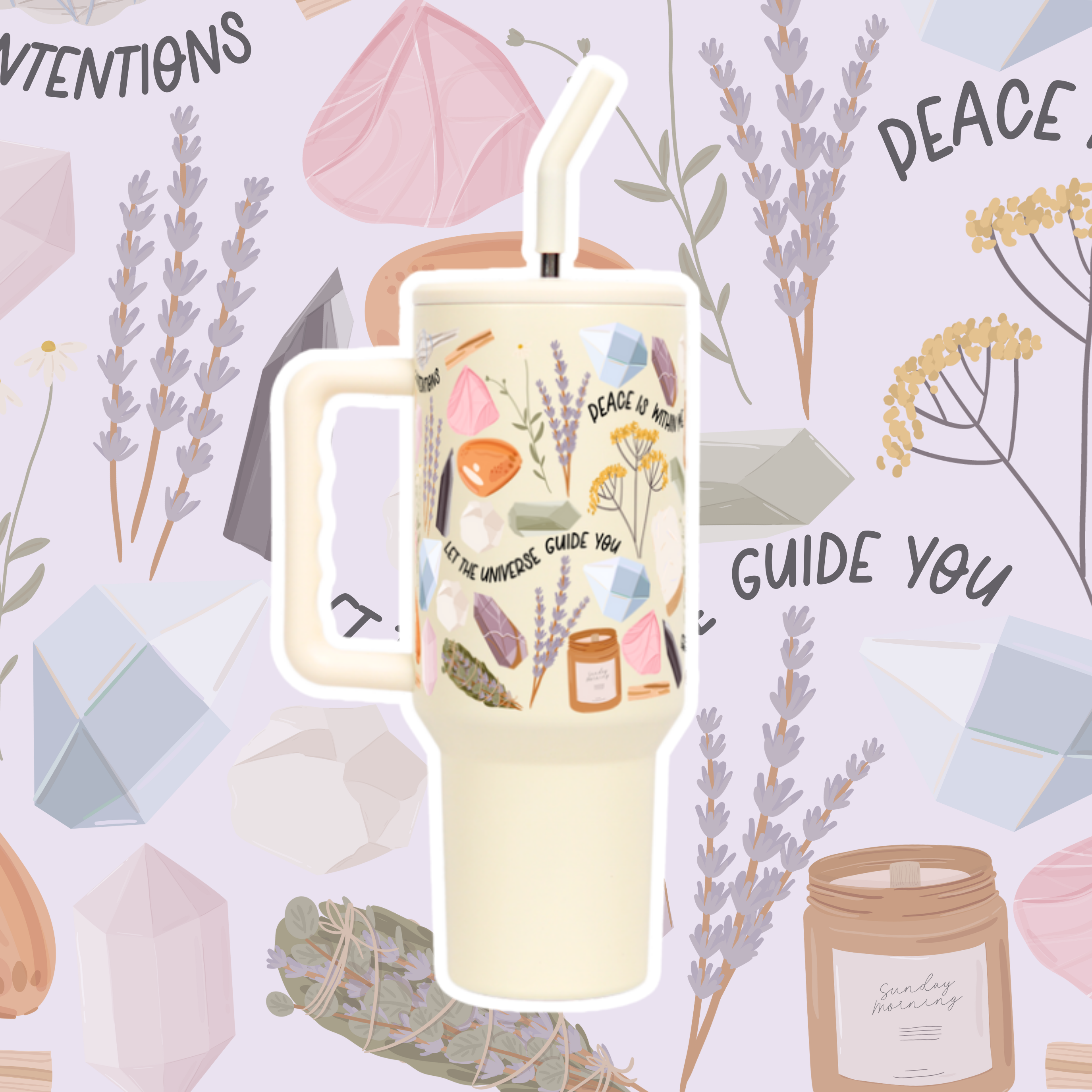 Limited Edition Metal: "Daily Intentions" Tumbler with Handle Lid & Straw