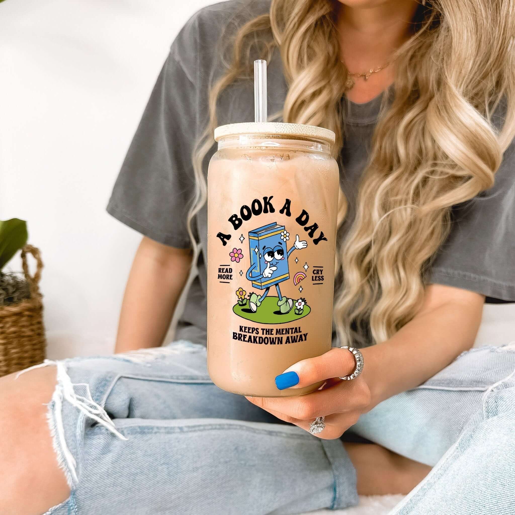 A Book A Day Cup With Lid and Straw