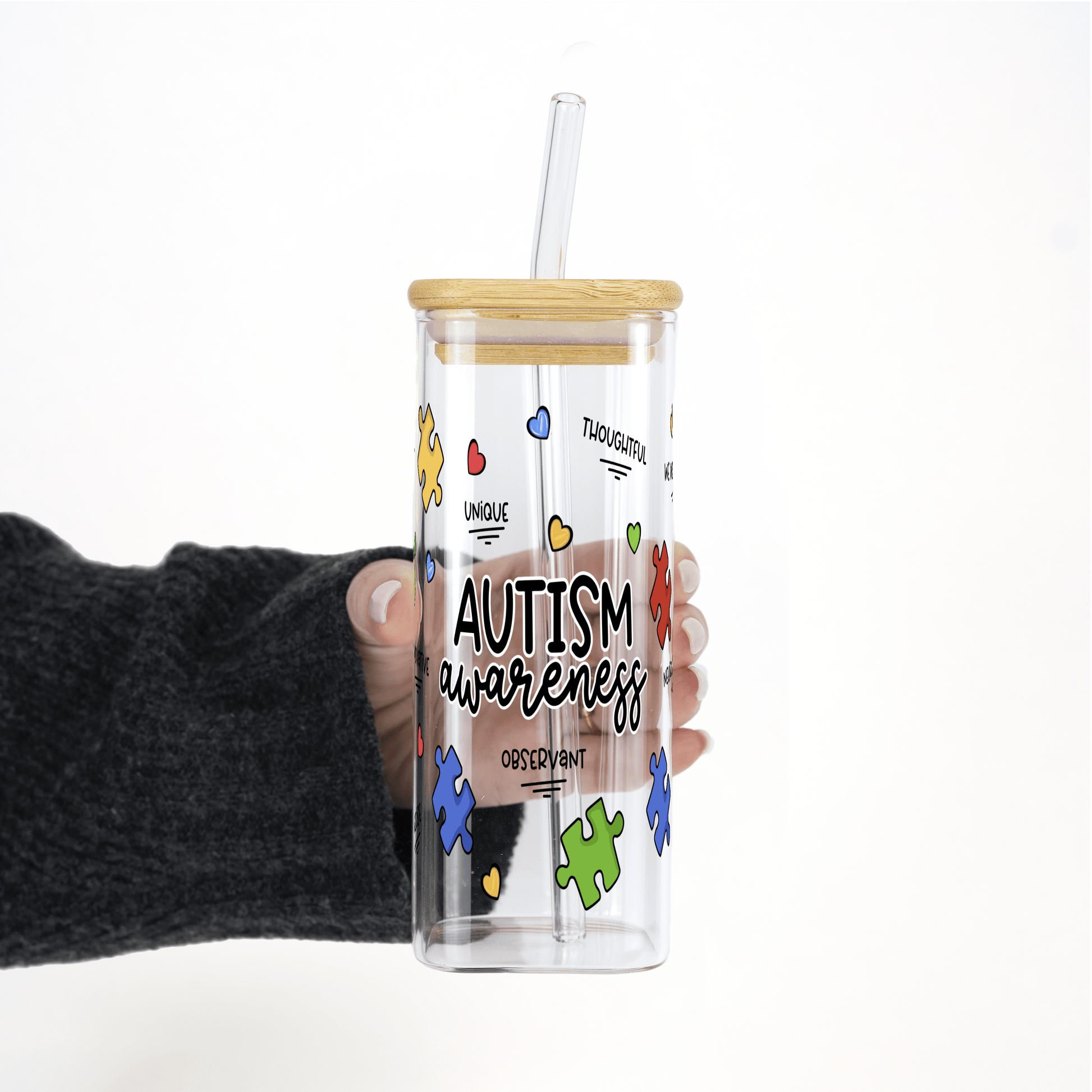 Autism Awareness Puzzle Piece Cup with Lid and Straw from Sip Sip Hooray – Tumblers