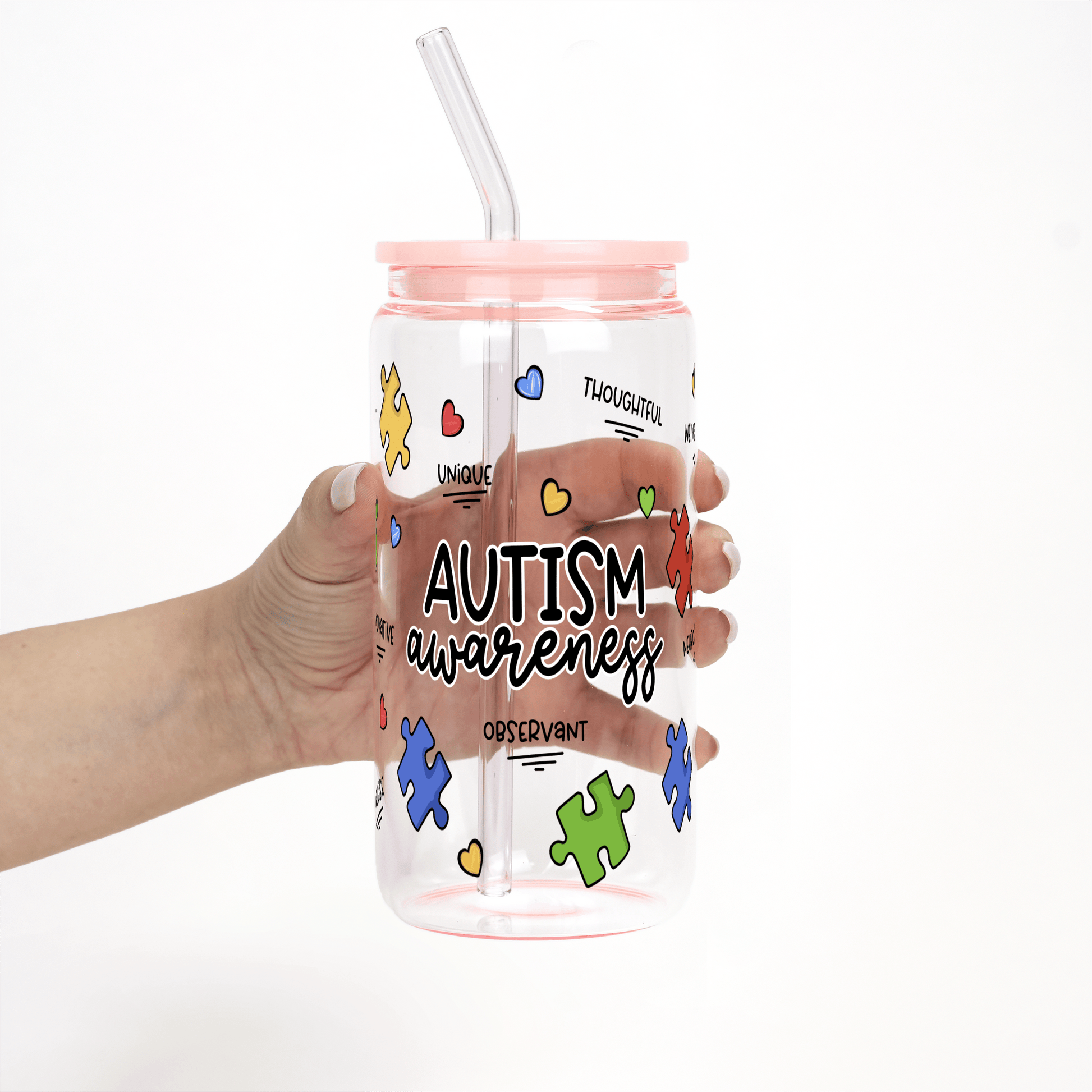 Autism Awareness Puzzle Piece Cup with Lid and Straw from Sip Sip Hooray – Tumblers
