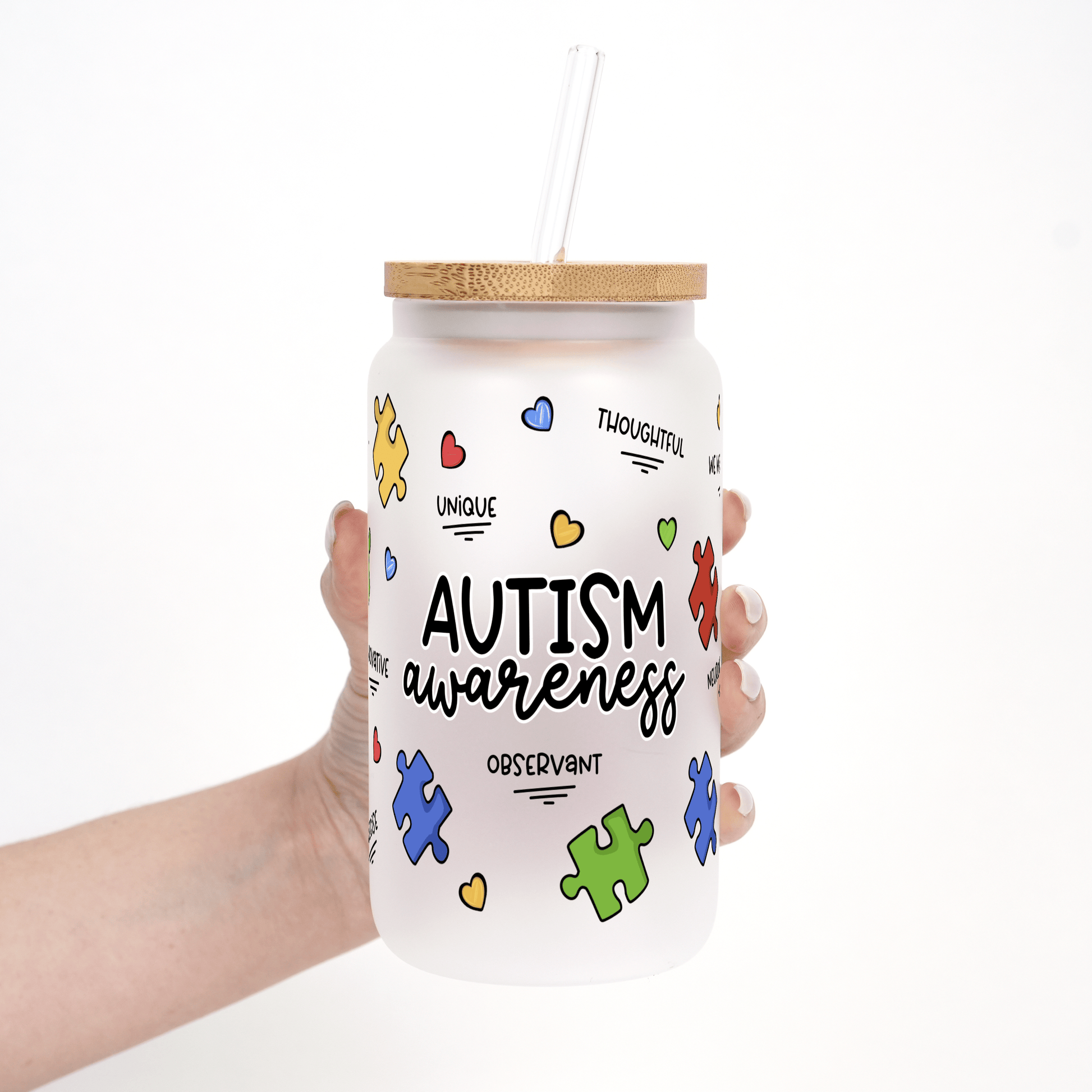 Autism Awareness Puzzle Piece Cup with Lid and Straw from Sip Sip Hooray – Tumblers