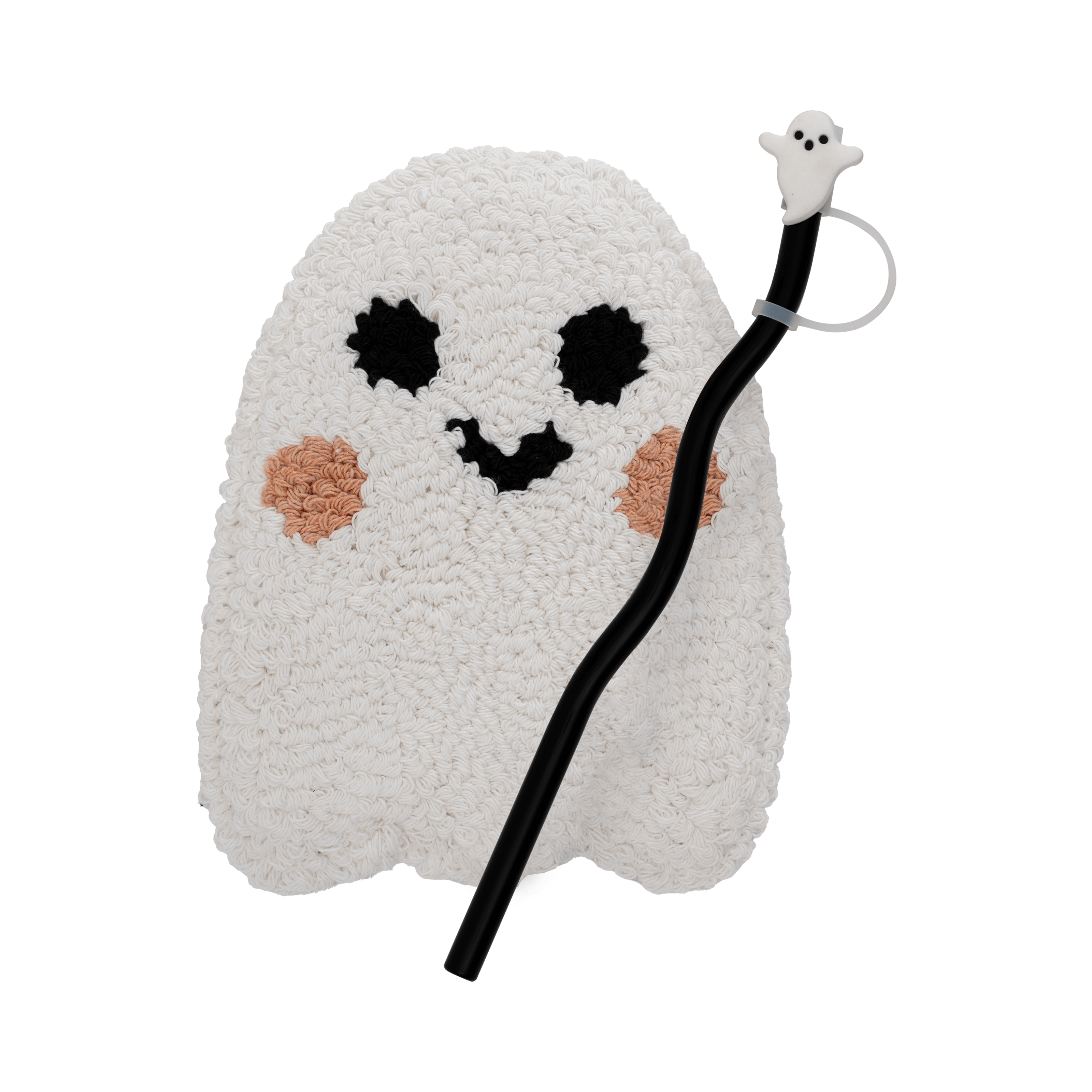 Ghost Mug Rug, Black Squiggle Straw, and Straw Slider Bundle