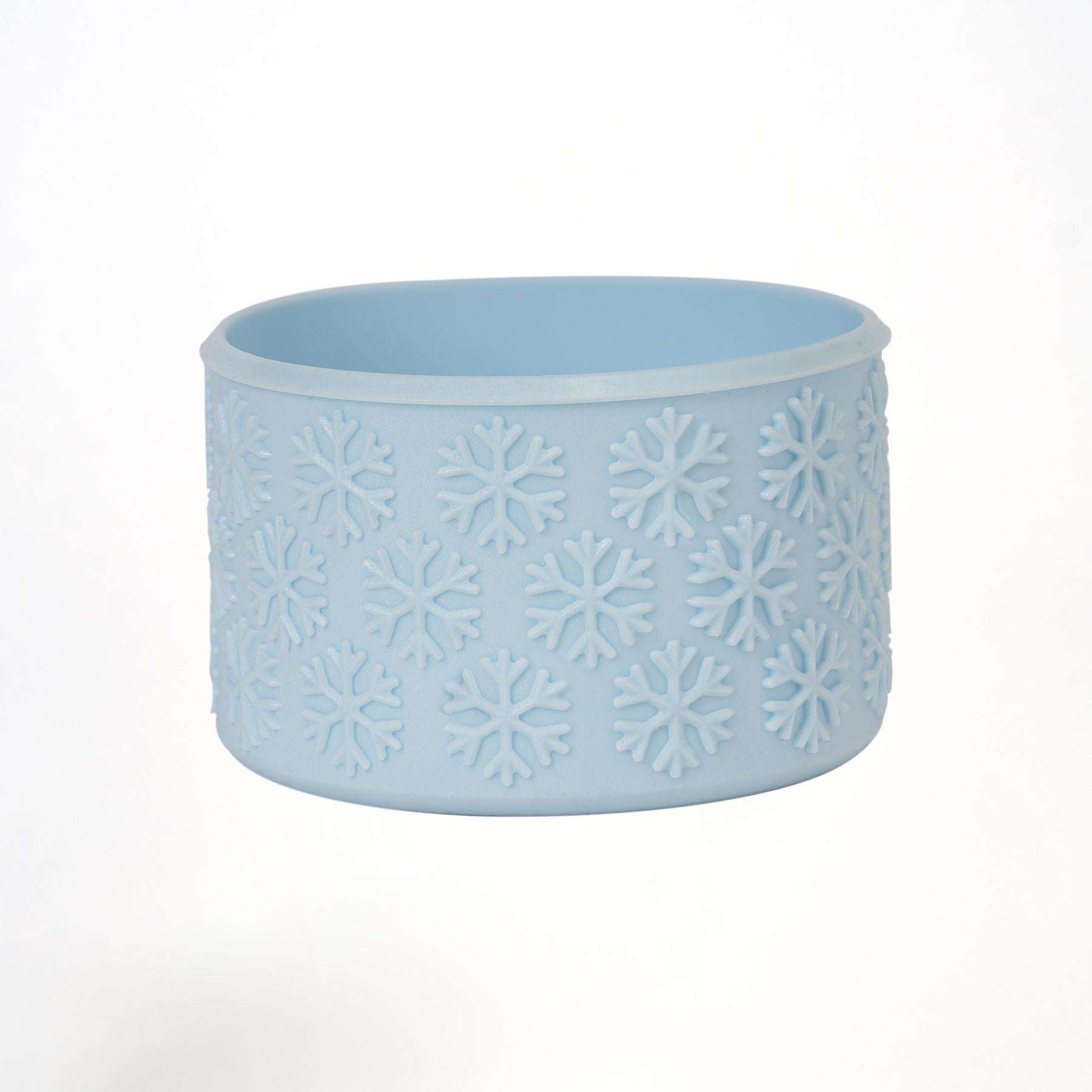 Powder Blue Snowflakes Silicone Boot Cover, Universal Bottom Protector for 32oz & 40oz Tumblers