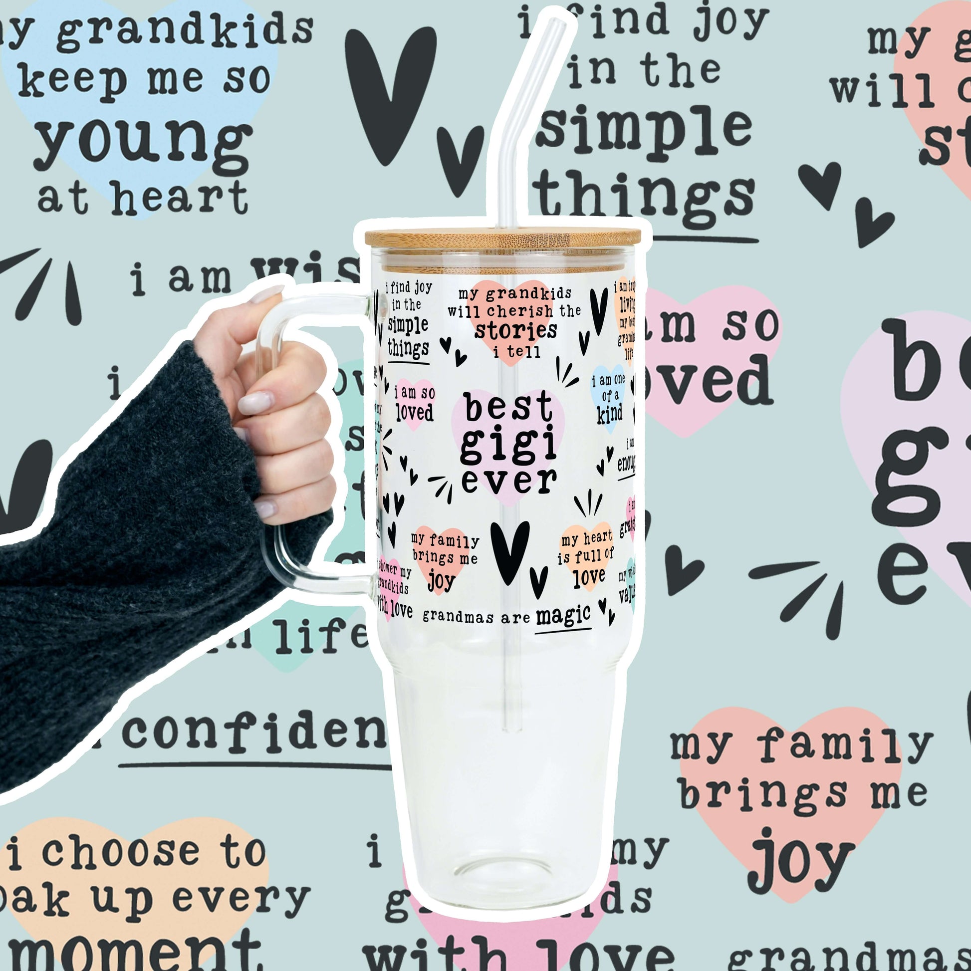 Best Grandma, Gigi, or Nana Ever 40oz Tumbler With Handle Lid and Straw from Sip Sip Hooray – Drinkware