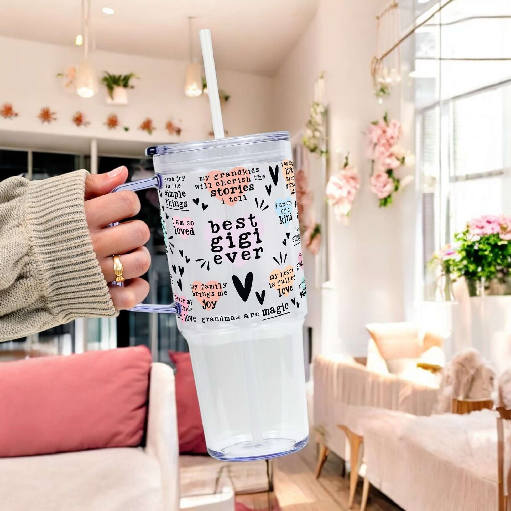 Best Grandma, Gigi, or Nana Ever 40oz Tumbler With Handle Lid and Straw from Sip Sip Hooray – Drinkware
