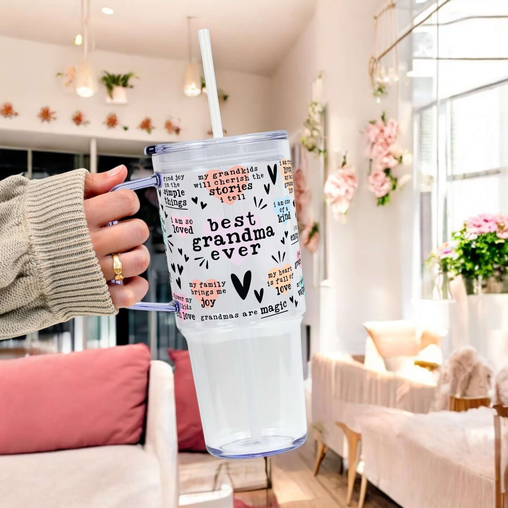 Best Grandma, Gigi, or Nana Ever 40oz Tumbler With Handle Lid and Straw from Sip Sip Hooray – Drinkware