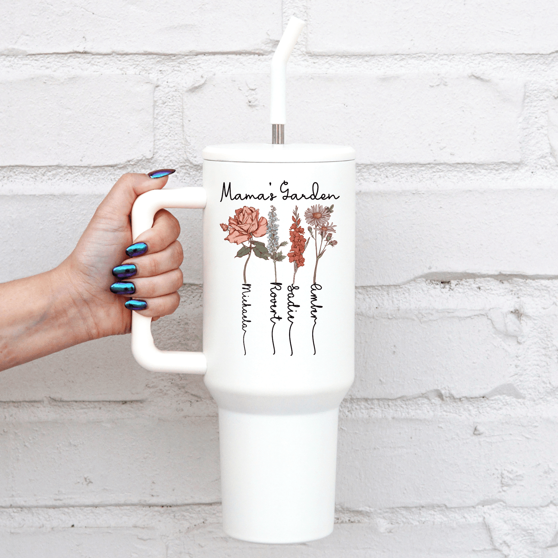 Birth Flower Garden 40oz Metal Tumbler With Lid and Straw from Sip Sip Hooray – Drinkware