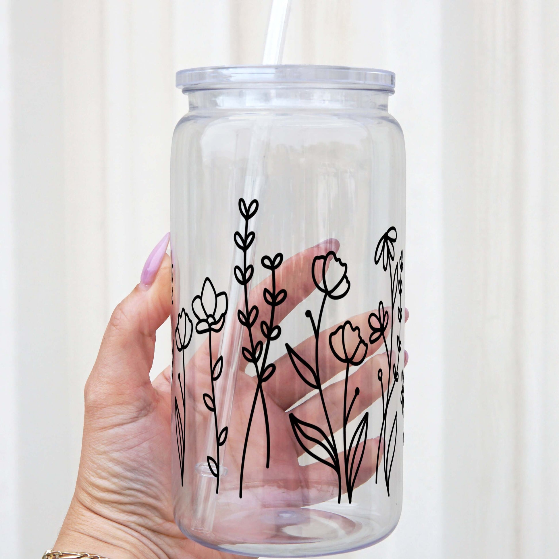 Black Wildflower Cup With Lid and Straw from Sip Sip Hooray – Coffee & Tea Cups