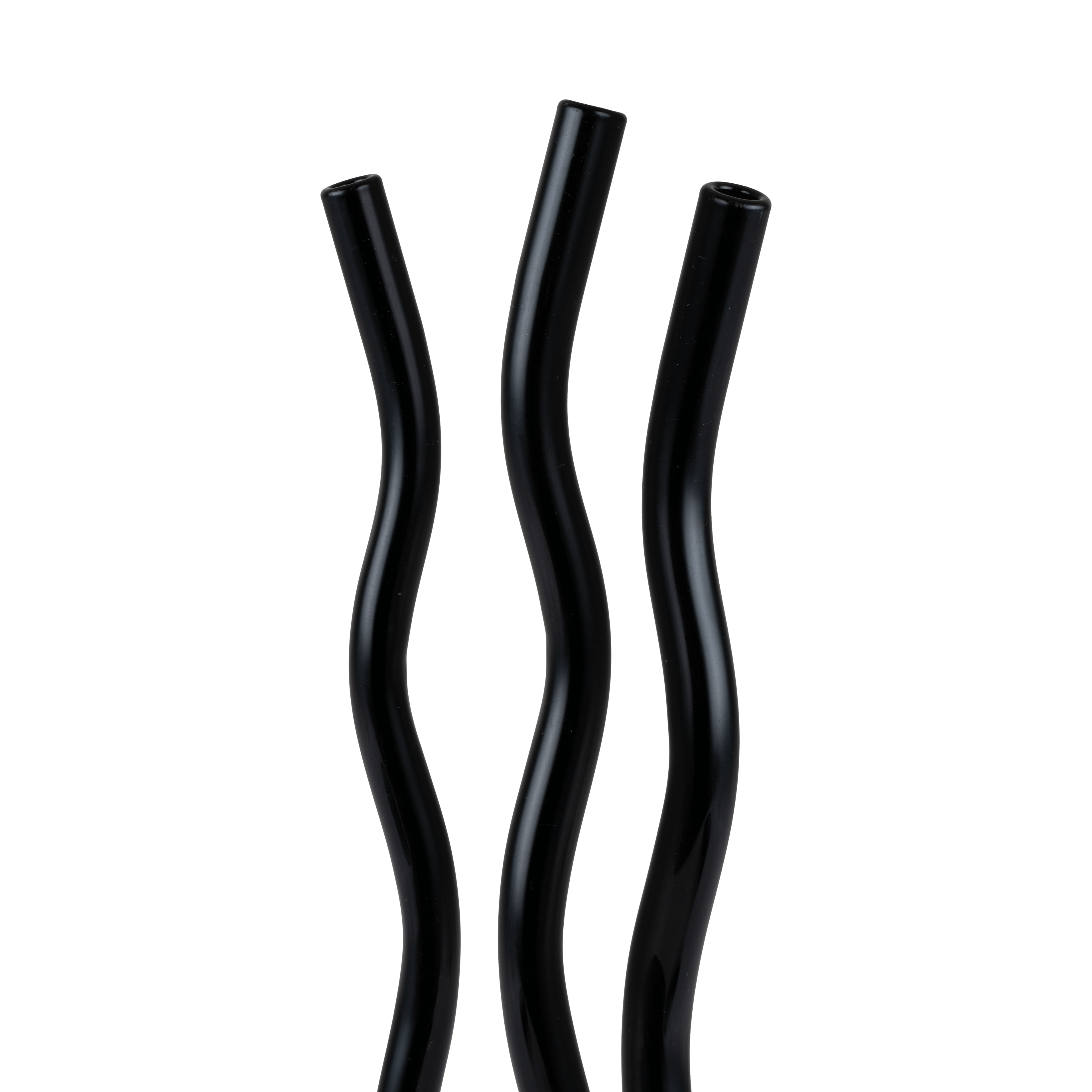 16oz Single Black Glass Reusable Squiggle Straw