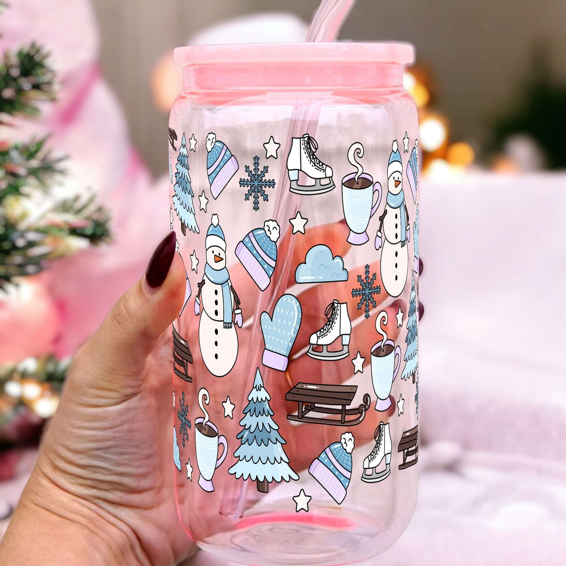 Blue Snow Day Cup With Lid and Straw from Sip Sip Hooray – Tumblers