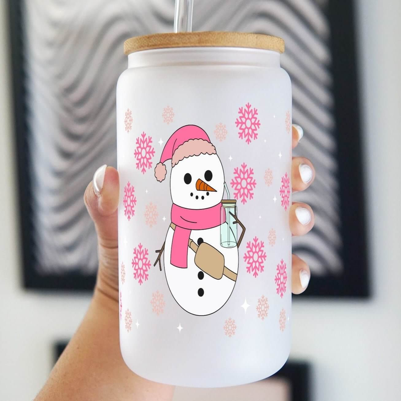 Boujee Pink Snowman Cup with Lid and Straw from Sip Sip Hooray – Tumblers