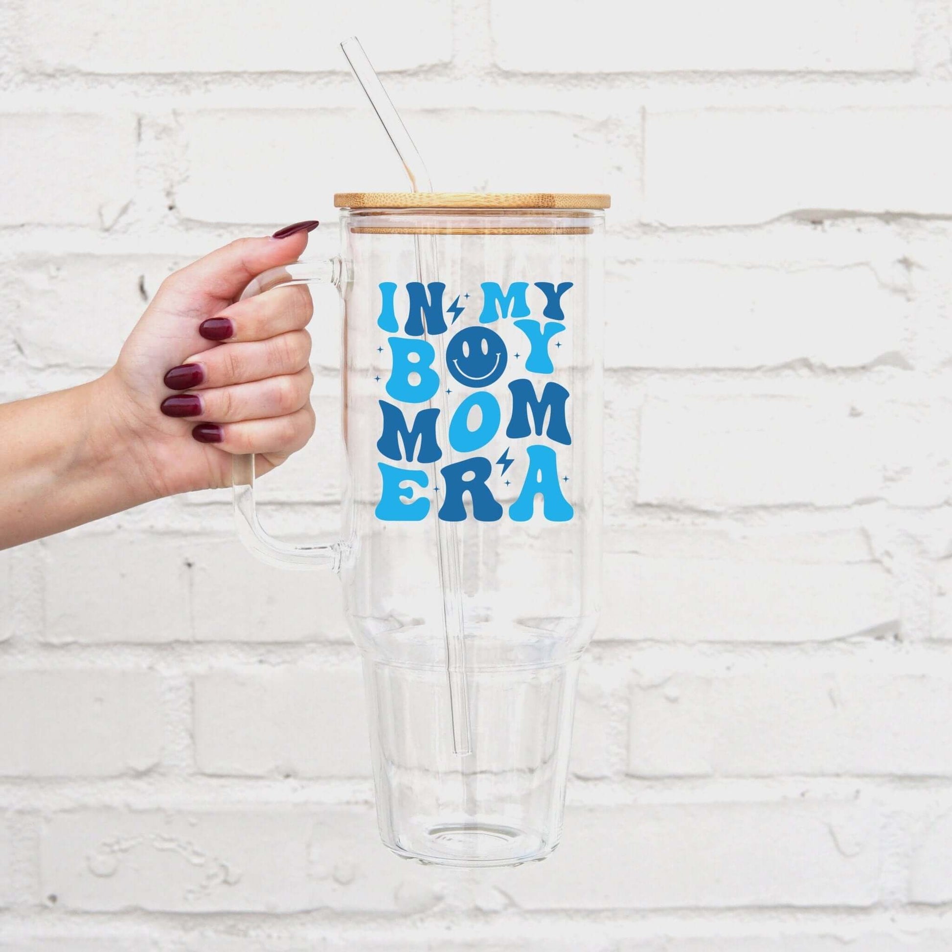 Boy Mom Era 40oz Glass or Plastic Tumbler With Lid and Straw from Sip Sip Hooray – Drinkware