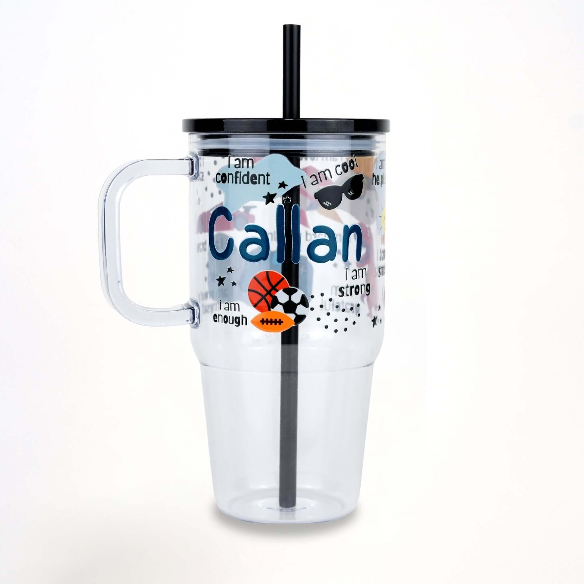 Boy's Affirmations 20oz Kids Tumbler with Handle, Lid & Straw
