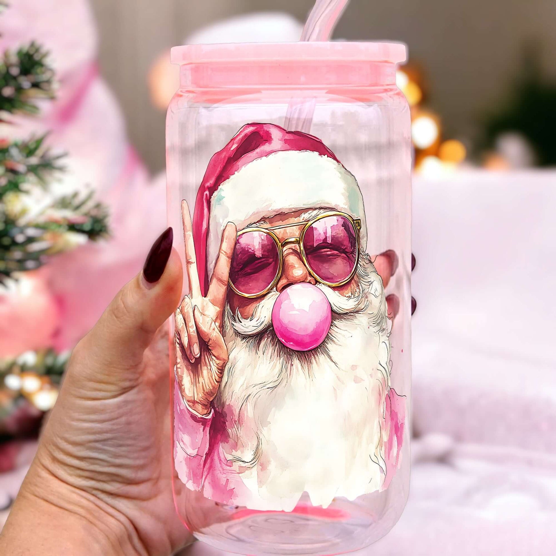 Bubble Claus Cup With Lid and Straw from Sip Sip Hooray – Mugs