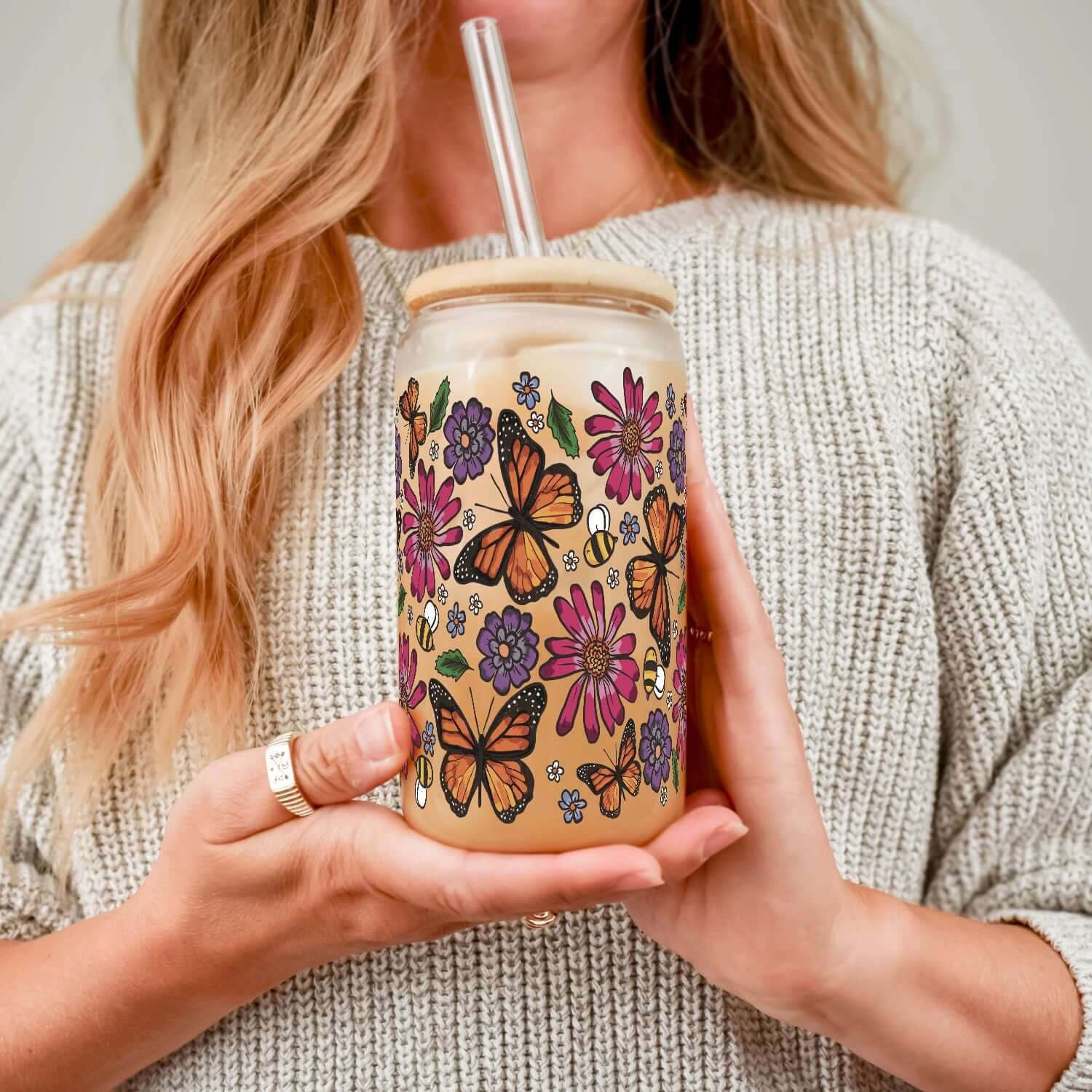 Butterfly Garden Cup with Lid and Straw from Sip Sip Hooray – Tumblers