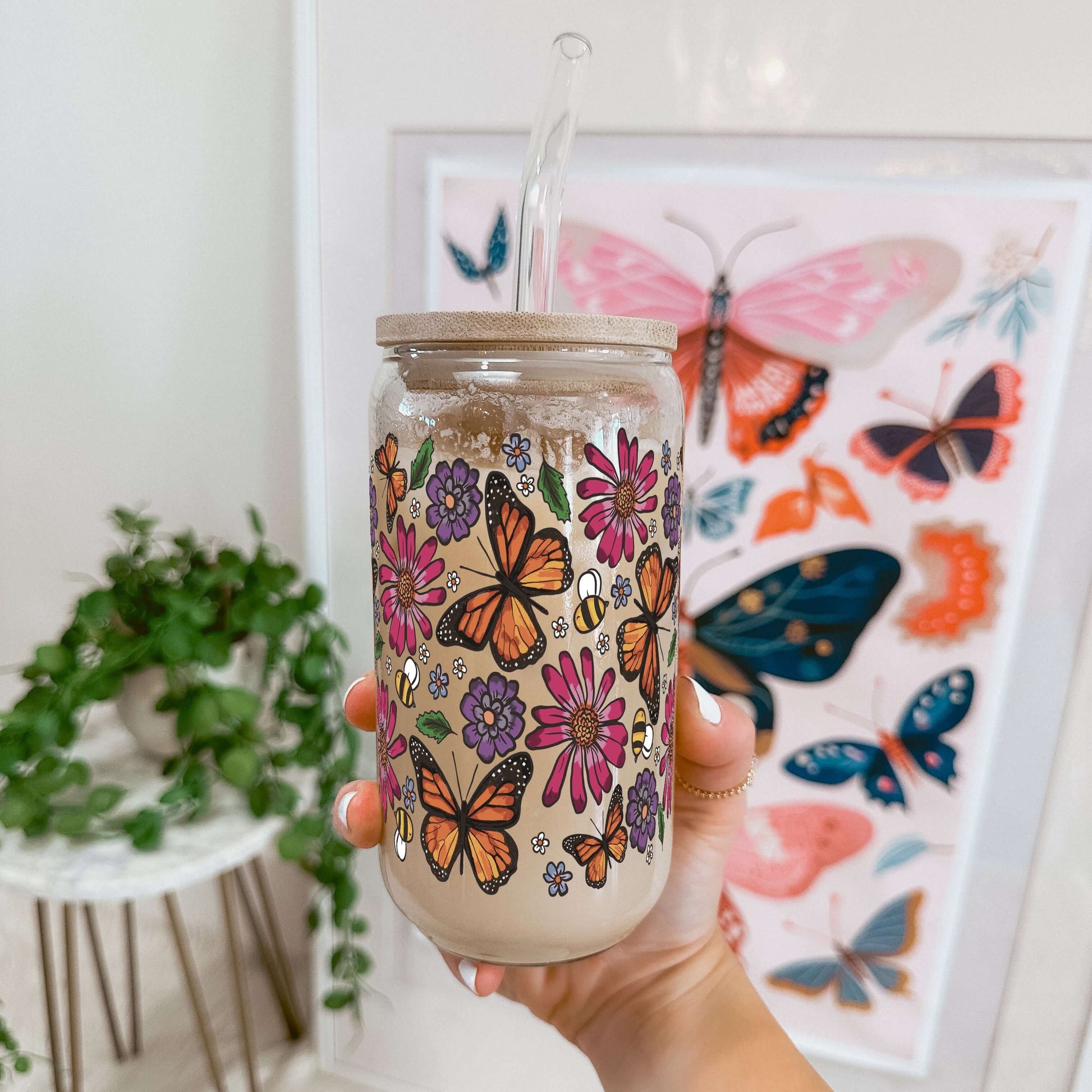 Butterfly Garden Cup with Lid and Straw from Sip Sip Hooray – Tumblers