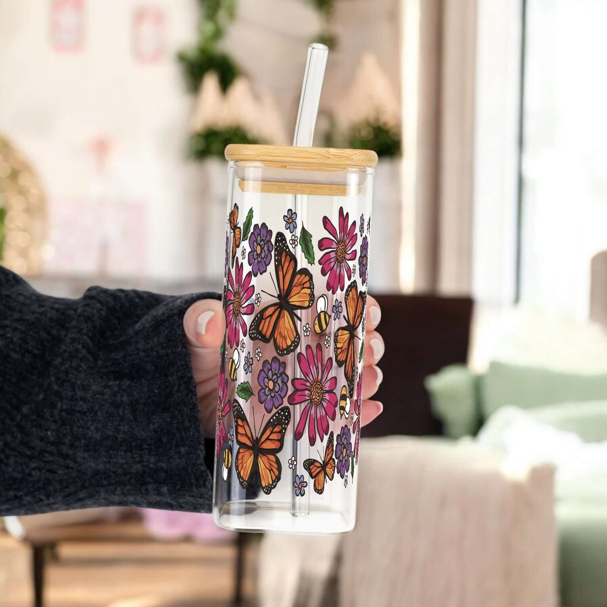 Butterfly Garden Cup with Lid and Straw from Sip Sip Hooray – Tumblers