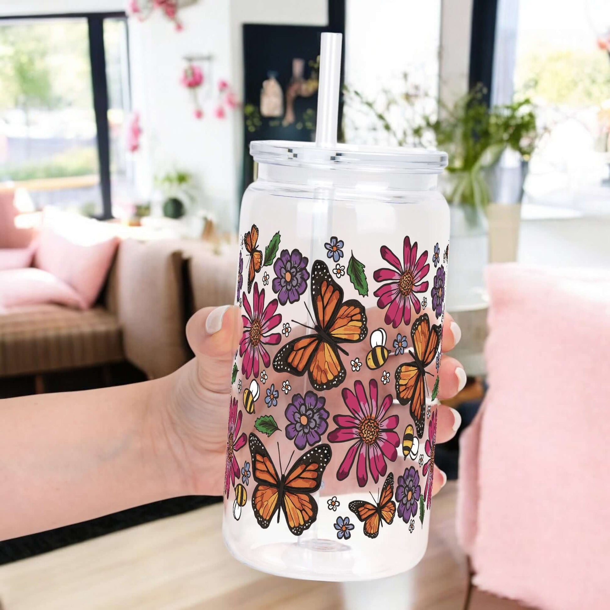 Butterfly Garden Cup with Lid and Straw from Sip Sip Hooray – Tumblers