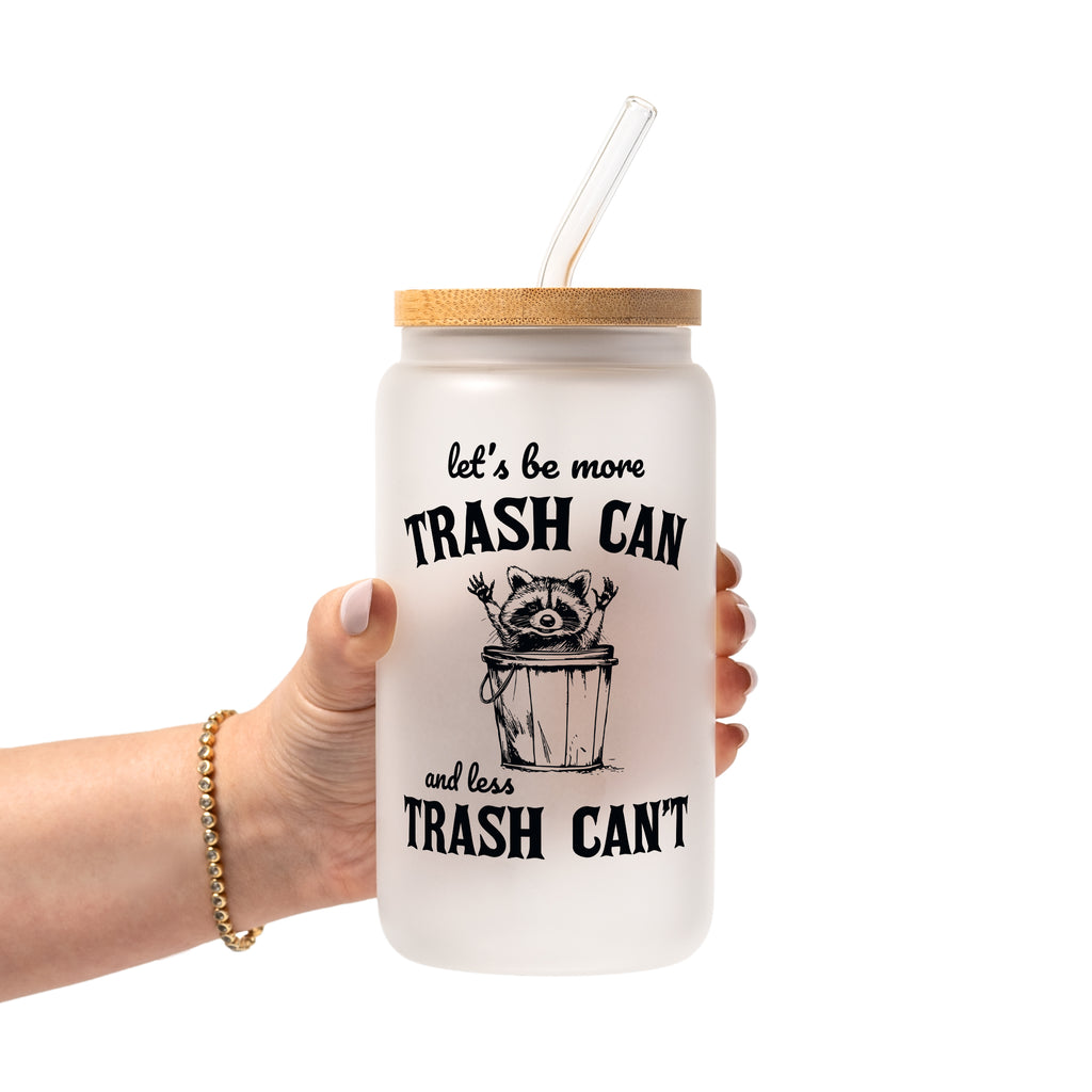 Trash Panda Raccoon Glass Cup, Mug & Tumbler with Lid and Straw