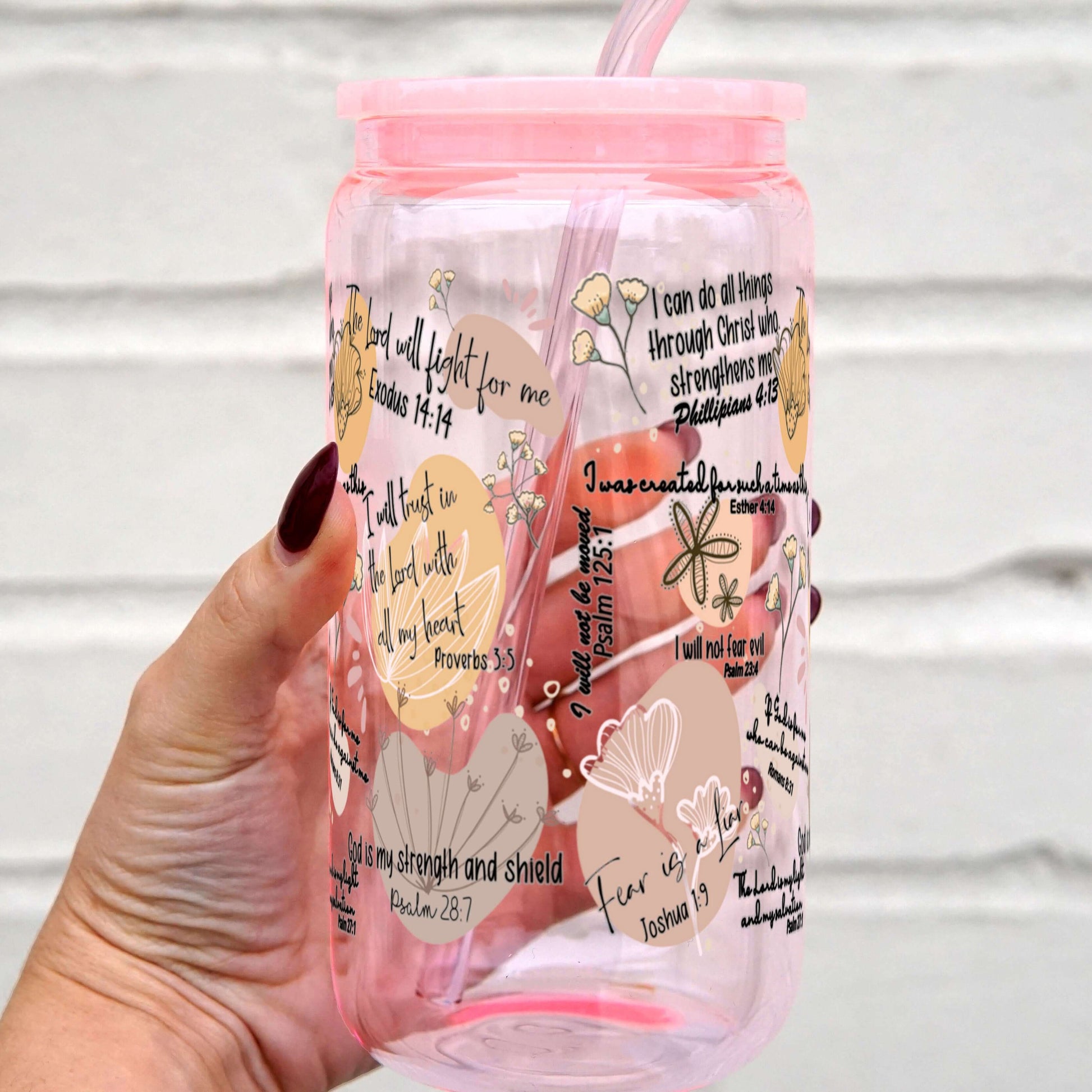 Christian Affirmations Cup with Lid and Straw from Sip Sip Hooray – Tumblers