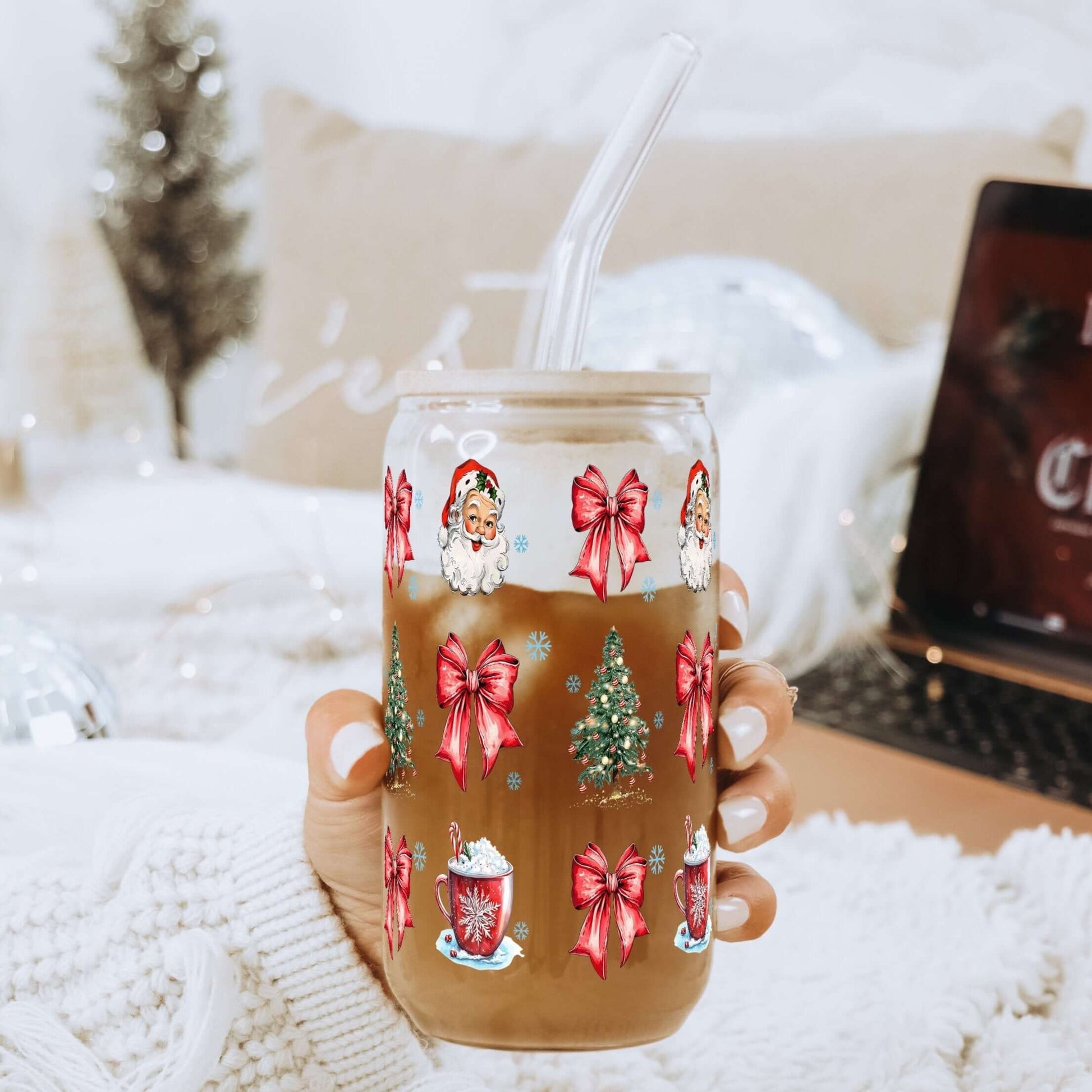 Christmas Bow Clause Cup With Lid and Straw from Sip Sip Hooray – Tumblers
